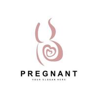 Pregnant Logo, Pregnant Mother Care Design, Vector Beauty Pregnant Mom and Baby, Icon Template Illustration