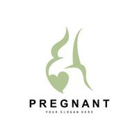 Pregnant Logo, Pregnant Mother Care Design, Vector Beauty Pregnant Mom and Baby, Icon Template Illustration