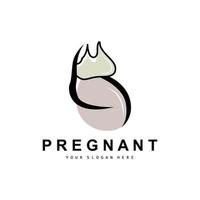 Pregnant Logo, Pregnant Mother Care Design, Vector Beauty Pregnant Mom and Baby, Icon Template Illustration