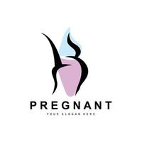 Pregnant Logo, Pregnant Mother Care Design, Vector Beauty Pregnant Mom and Baby, Icon Template Illustration