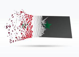 Broken Syria flag post design, vector illustration, pray for Syria, earthquake