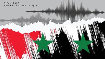 Seismic waves and torn out Syria flag, vector illustration, banner post