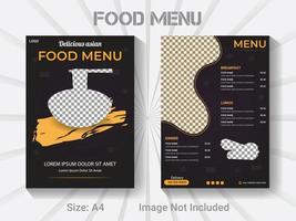 A4 size bifold brochure restaurant food menu template. vector modern food design layout.