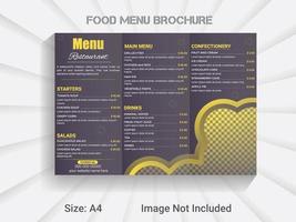 trifold brochure new year food menu template. modern vector restaurant menu design layout.