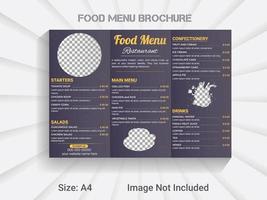 A4 size trifold brochure new year food menu template. modern vector restaurant menu design layout.