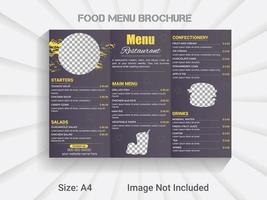 trifold brochure new year food menu template. modern vector restaurant menu design layout.