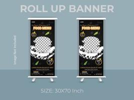 Restaurant food menu roll up banner template. vector food standee banner layout.