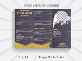 A4 size trifold brochure new year food menu template. modern vector restaurant menu design layout.