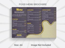 A4 size trifold brochure new year food menu template. modern vector restaurant menu design layout.