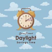 Premium Vector  Daylight saving time march 12 2023 concept clock set to an  hour ahead spring forward summer time