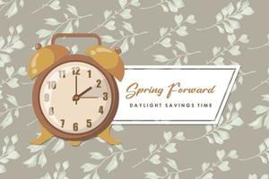 Daylight Saving Time Begins. Web Banner Reminder with Daylight Saving Time on Sunday, March 13, 2022. watercolor vector illustration