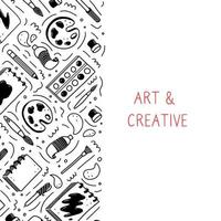 Hand drawn set of creatives, visual art themes doodle element. Vector illustration.