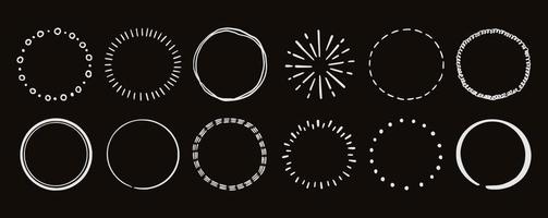 Hand drawn chalkboard circle line badge vector