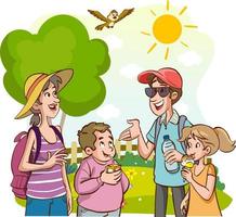 happy family on a warm sunny day cartoon vector