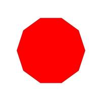 A red decagon vector icon. Red decagon on white background.