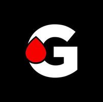 G with red drop vector icon. G brand monogram.