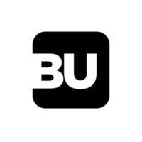 BU company name initial letters monogram. BU on black square. vector