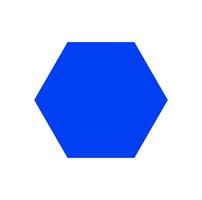 a blue solid hexagon icon. blue hexagon shape. vector