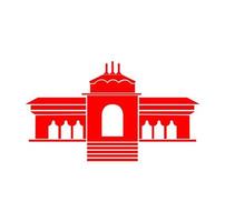 Badrinath dham temple vector icon in red color. Badrinath symbol.