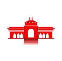 Badrinath dham temple vector icon in red color. Badrinath symbol.