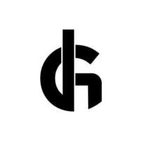 gh marca nombre inicial letras icono. negro hg tipografía. vector