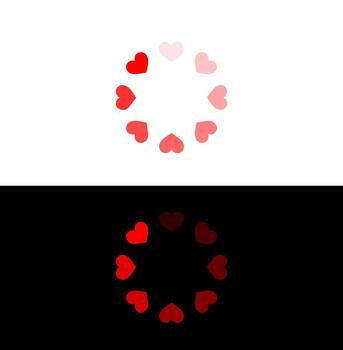 Red hearts with loading icon theme. Red hearts loading web icon. vector