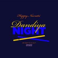 Dandiya night vector typograpgy unit with happy navratri greetings.