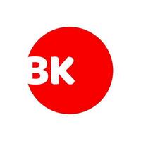 BK company name initial letters monogram. BK on Red dot. vector