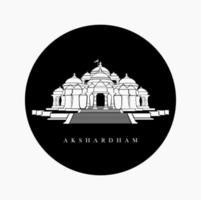 swaminarayan akshardham templo vector icono negro y blanco. akshardham mandir, Delhi.