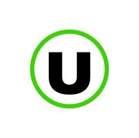 U in green circle icon. U company name icon. vector