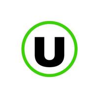 U in green circle icon. U company name icon. vector