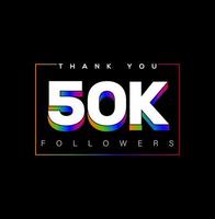 gracias usted 50k seguidores, social medios de comunicación correo. vector