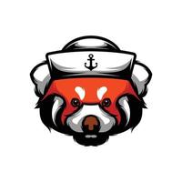 Red Panda Sailor Mascot Design Vector