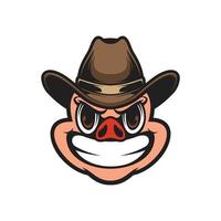 Pig Cowboy Mascot Design Vector