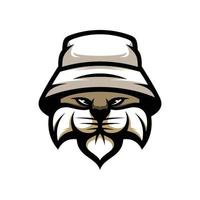 Cat Buckethat Mascot Logo Design vector