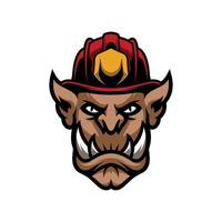 Ogre Firefighter Mascot Logo Design vector