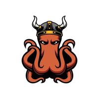 pulpo vikingo mascota logo diseño vector