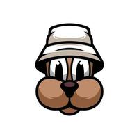 Dog Buckethat Mascot Design Vector