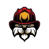 Cat Firefighter Mascot Logo Design vector