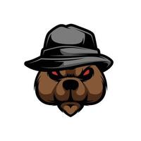 oso fedora mascota diseño vector