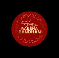 Happy Raksha Bandhan in golden text on red round. Raksha Bandhan sticker. vector