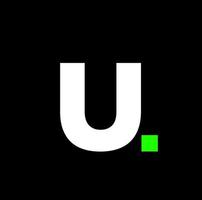 U letter company name initial icon. U with green pixel. vector