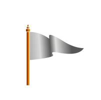 White silver color flag vector icon on white background.