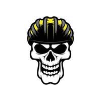 Skull Bicycle Helmet Logo Design Vector