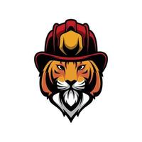 Tiger Firefighter Mascot Logo Design vector
