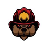 oso bombero mascota diseño vector