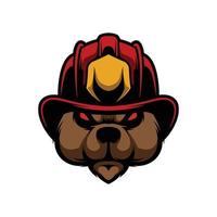 Bear Firefughter Mascot Design Vector