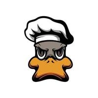 Pato cocinero mascota logo diseño vector