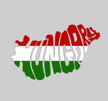 Hungary map lettering with national flag. Hungary written in map shape. vector