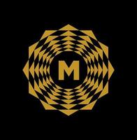 M brand initial letters monogram with golden color. vector